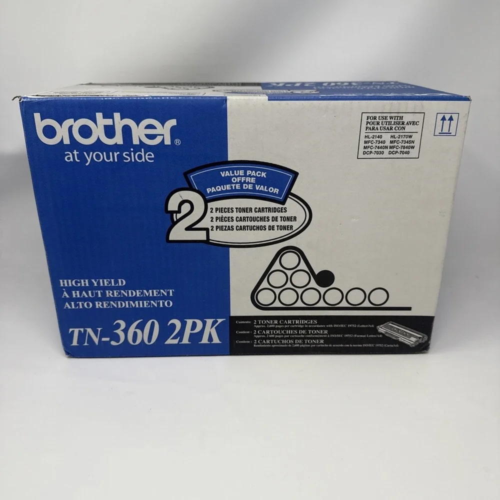 Brother TN-360 Black Toner Dual-Pack 2PK High-Yield DCP-7030 HL-2170W TN360